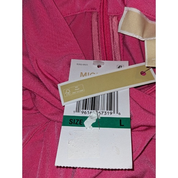 Michael Kors Pink Twist Blouse Mock‎ Neck Cap Sleeve Top Size L NWT $88 - Picture 9 of 11